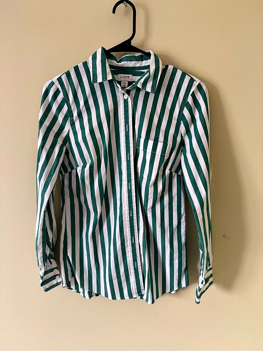 J.Crew Striped Button Down Shirt in Green & White Size XS